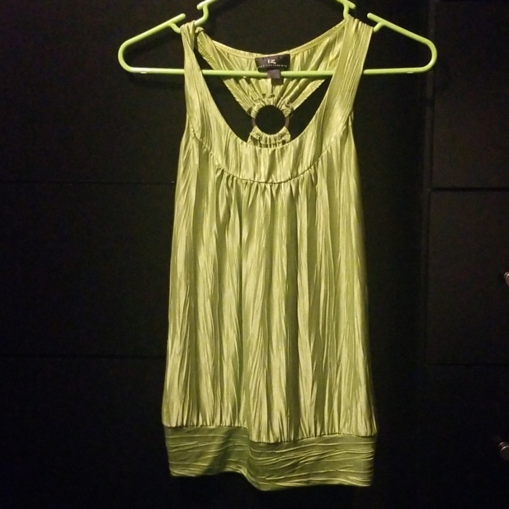 Green silk top